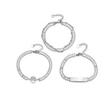Cubic Zircon Bracelet Stainless Steel Rhinestone Charm Wrist Jewelry