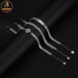 Cubic Zircon Bracelet Stainless Steel Rhinestone Charm Wrist Jewelry