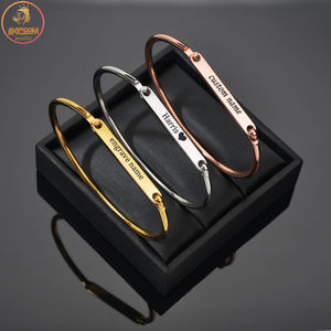 Personalized Horseshoe Buckle Name Bracelet Stainless Steel Gift