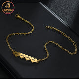 Akizoom Family Names Bracelet Heart Pendant Engraving Nameplate Stainless Steel
