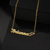 Akizoom Heart Name Necklace Zircon Choker Pendant Chain Jewelry