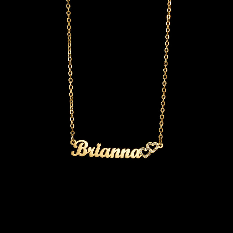 Akizoom Heart Name Necklace Zircon Choker Pendant Chain Jewelry