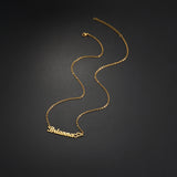 Akizoom Heart Name Necklace Zircon Choker Pendant Chain Jewelry
