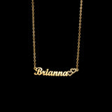 Akizoom Heart Name Necklace Zircon Choker Pendant Chain Jewelry