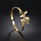 Akizoom Butterfly Name Bracelet Stainless Steel Bangle