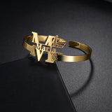 Akizoom Butterfly Name Bracelet Stainless Steel Bangle