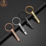 Akizoom Personalized Stainless Steel Name Keychain Bar Keyring