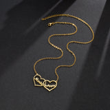 Akizoom Double Heart Name Necklace Love Women Couple DIY Choker