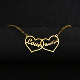 Akizoom Double Heart Name Necklace Love Women Couple DIY Choker