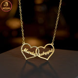 Akizoom Double Heart Name Necklace Love Women Couple DIY Choker