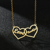 Akizoom Double Heart Name Necklace Love Women Couple DIY Choker