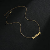 Akizoom Custom Name Necklace Letter Pendant Stainless Steel Chain