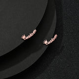 Akizoom Personalized Name Stainless Steel Stud Earrings 1 Pair Letter Crown Earr