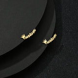 Akizoom Personalized Name Stainless Steel Stud Earrings 1 Pair Letter Crown Earr