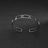 Akizoom Custom Zircon Letter Bracelets Stainless Steel Jewelry