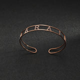 Akizoom Custom Zircon Letter Bracelets Stainless Steel Jewelry