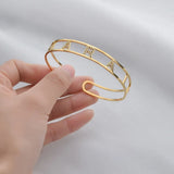Akizoom Custom Zircon Letter Bracelets Stainless Steel Jewelry