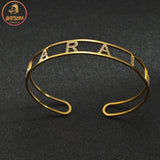 Akizoom Custom Zircon Letter Bracelets Stainless Steel Jewelry