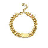 Personalized Engraved Thick Chain Bracelet Stainless Steel Bangle