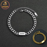 Personalized Engraved Thick Chain Bracelet Stainless Steel Bangle
