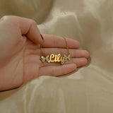 Akizoom Name Bracelet with Zircon Butterfly for Women Girls