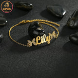 Akizoom Name Bracelet with Zircon Butterfly for Women Girls