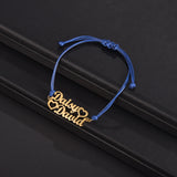Akizoom Name Bracelet Women Kids Stainless Steel Arabic Letter Heart Christmas