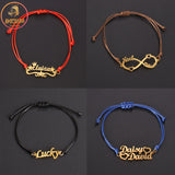 Akizoom Name Bracelet Women Kids Stainless Steel Arabic Letter Heart Christmas
