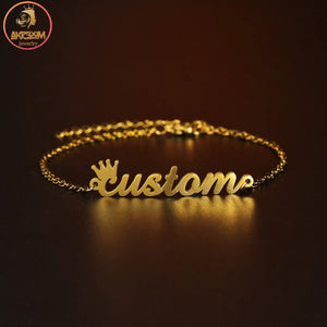 Akizoom Personality Stainless Steel Name Bracelet Handchain for Women