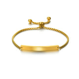 Personalized Square Bead Chain Bar Bracelet Stainless Steel