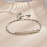 Personalized Square Bead Chain Bar Bracelet Stainless Steel