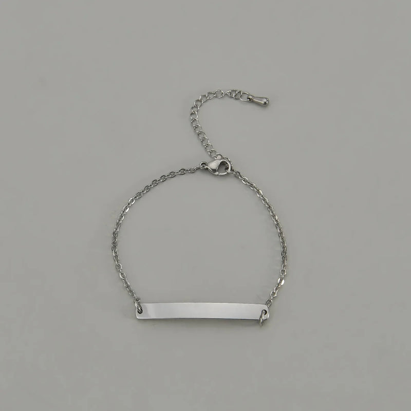 Akizoom Name Bar Bracelet Stainless Steel Hand Chain for Women