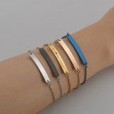 Akizoom Name Bar Bracelet Stainless Steel Hand Chain for Women