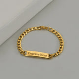 Akizoom Engrave Name Bracelets Couple Hand Chain Women Jewelry