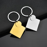 Akizoom Engrave Picture Keychain Punk Stainless Steel Personalized Photo Name