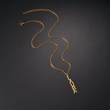 Akizoom Name Necklace Stainless Steel Vertical Letter Personalized