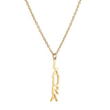 Akizoom Name Necklace Stainless Steel Vertical Letter Personalized