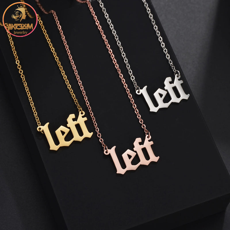 Akizoom Personalized Name Necklace Stainless Steel Letter Choker Pendant