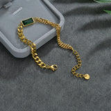 Akizoom Square Zircon Cuban Chain Jewelry Set for Women