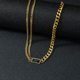 Akizoom Square Zircon Cuban Chain Jewelry Set for Women