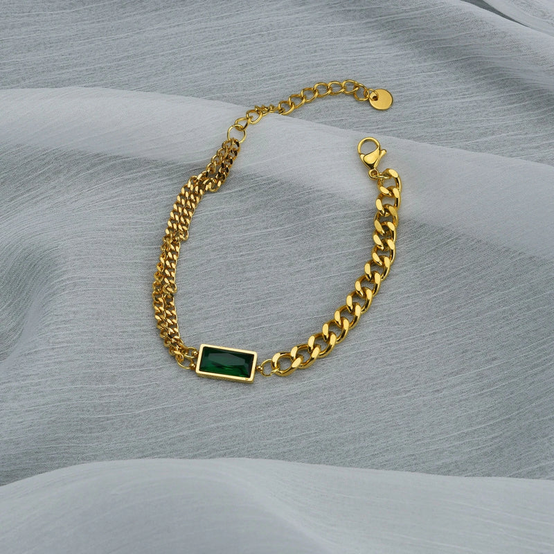 Akizoom Square Zircon Cuban Chain Jewelry Set for Women