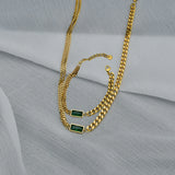 Akizoom Square Zircon Cuban Chain Jewelry Set for Women