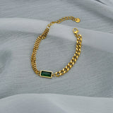 Akizoom Square Zircon Cuban Chain Jewelry Set for Women