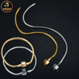 Akizoom High Snake Chain Bracelet Stainless Steel Charm DIY Jewelry Gift