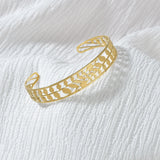 Akizoom Ins Leaf Hollow Open Bracelet Stainless Steel Bangle Charm for Women