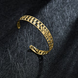 Akizoom Ins Leaf Hollow Open Bracelet Stainless Steel Bangle Charm for Women