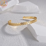 Ins Leaf Hollow Open Bracelet Stainless Steel Bangle