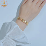 Akizoom Ins Leaf Hollow Open Bracelet Stainless Steel Bangle Charm for Women
