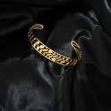 Akizoom Ins Leaf Hollow Open Bracelet Stainless Steel Bangle Charm for Women