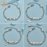 Personalized Engrave Baby Name Bracelet Stainless Steel Kids Gift